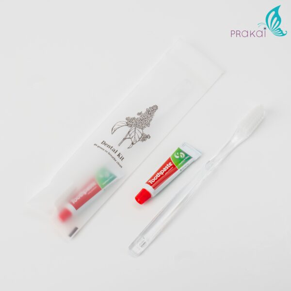 แปรงสีฟันx2ด้าม +ยาสีฟัน 5g【ลังละ 50 เซ็ท】 ของใช้ในโรงแรม Toothbrush/Dental Kit - Image 4