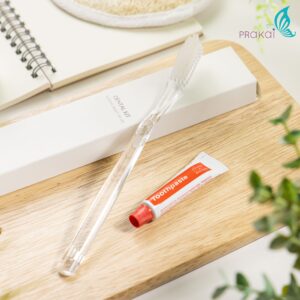 แปรงสีฟันx2ด้าม +ยาสีฟัน 5g【ลังละ 50 เซ็ท】 ของใช้ในโรงแรม Toothbrush/Dental Kit