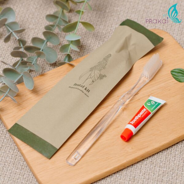 แปรงสีฟันx2ด้าม +ยาสีฟัน 5g【ลังละ 50 เซ็ท】 ของใช้ในโรงแรม Toothbrush/Dental Kit - Image 5