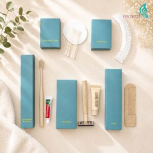 PRAKAIVANICH ชุดกล่องกระดาษเคลือบสีเขียว【100 เซ็ท】ของใช้โรงแรม Eco-Friendly (ย่อยสลายได้) แบบจัดเซ็ท
