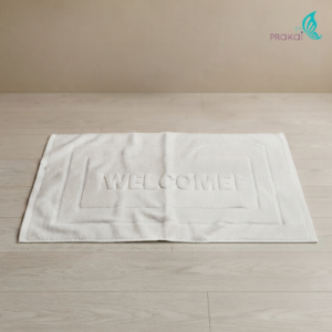 PRAKAIVANICH ผ้าเช็ดเท้าโรงแรม WELCOME สีขาว ขนาด 18x28นิ้ว (8 ปอนด์) ผ้า Cotton 100%